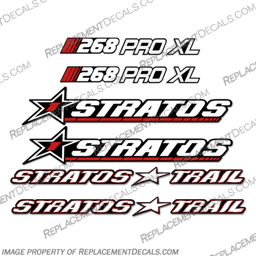 Stratos Boats 268 Pro XL Decal Package stratos, boat, boats, decal, package, 268, pro, xl, kit, stcker, logos, set, decals, 