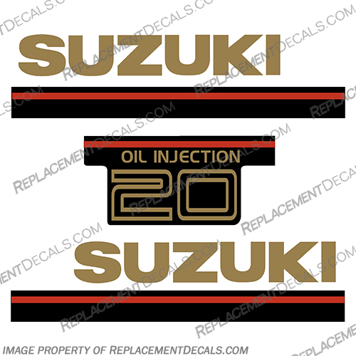 Suzuki 20hp 2-Stroke Decal Kit - 1995 Suzuki, 20, 20hp, hp, horsepower, 2, stroke, two, 2-stroke, two-stroke, decal, kit, 1995