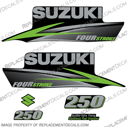 Suzuki 250hp FourStroke Decals - Lime Green (2010-2013) SUZUKI, 250, 250hp, hp, 250 hp, Four, Stroke, 4, Fourstroke, 4stroke, Decal, Decals, Lime, Green, 2010, 2011, 2012, 2013, 2010 - 2013