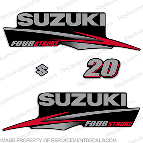 Suzuki 20hp FourStroke Decal Kit 2013+ 20, 20 hp, 4 stroke, four stroke, 4stroke, INCR10Aug2021