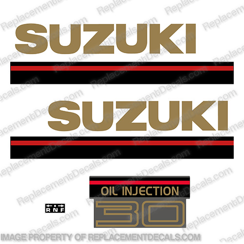 Suzuki 30hp Oil Injection Outboard Engine Decal Kit - 1995-1997 suzuki, 1995, 1994, 1996, 1997, 90, 91, 92, 20, hp, outboard, engine, motor, decal, kit, set, oil, injection, 30, 30hp, INCR10Aug2021