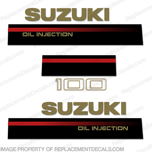 Suzuki 100hp 2-Stroke Decal Kit - 1995 - 1997 2 stroke, two stroke, two-stroke, 1996, 95, 96, 97, INCR10Aug2021