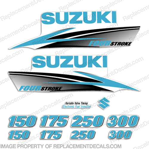 Suzuki DF Fourstroke Decals (Custom Light Blue) 2010+ INCR10Aug2021