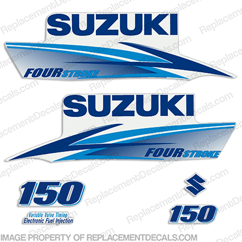 Suzuki 150hp 4-Stroke Decals (Light/Dark Blue) 2010+ INCR10Aug2021