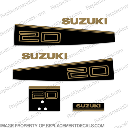 Suzuki 20hp Decal Kit - 1988 - 1991 suzuki, 88, 89, 90, 91, 92, 20, hp, outboard, engine, motor, decal, kit, set, INCR10Aug2021