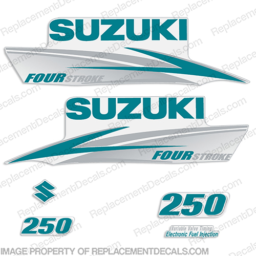 Suzuki 250hp FourStroke Decals (Teal/Silver) 2013+ INCR10Aug2021