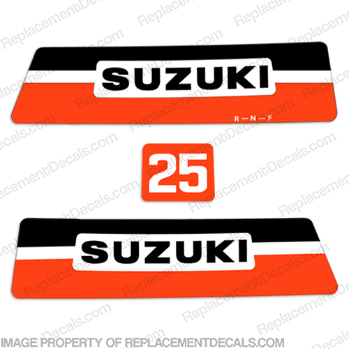 Suzuki 25hp (DT25) Decal Kit - 1970s 25, 1972, 72, 1970, INCR10Aug2021
