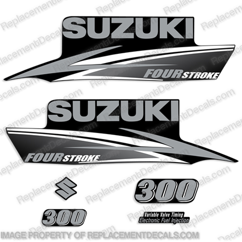Suzuki 300hp FourStroke Decals - 2010+ Silver/Grey/White 300, hp, four, stroke, four stroke, four-stroke, 4stroke, 4-stroke, 4 stroke, 2010, 2011, 2012, INCR10Aug2021