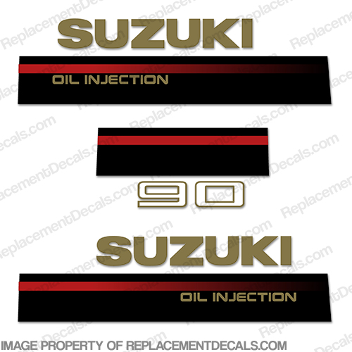 Suzuki 90hp Oil Injection Outboard Engine Decal Kit - 1995 - 1997 INCR10Aug2021