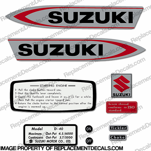 Suzuki 4.5hp (D40) Outboard Decal Kit 1966 - 1968 INCR10Aug2021
