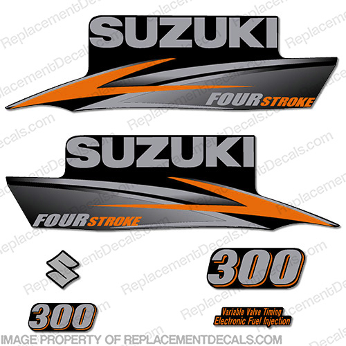 Suzuki 300hp FourStroke Decals - 2010+ Orange 300, hp, four, stroke, four stroke, four-stroke, 4stroke, 4-stroke, 4 stroke, 2010, 2011, 2012, INCR10Aug2021