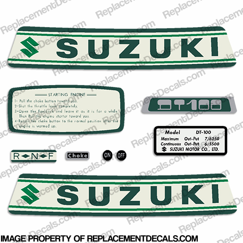 Suzuki 7hp DT100 Decal Kit - 1960s to 1970s INCR10Aug2021