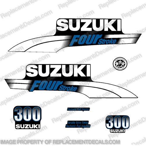 Suzuki 300hp DF300 FourStroke Decal Kit - Custom Blue suzuki, df300, df, 300, 300hp, custom, blue, outboard, engine, motor, decal, sticker, kit, set