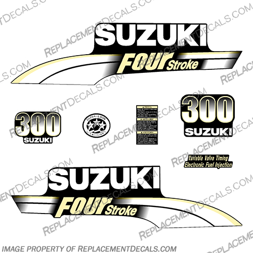 Suzuki 300hp DF300 FourStroke Decal Kit - Pale Yellow suzuki, df300, pale, yellow, outboard, motor, engine, decal, sticker, kit, set, df, 300, 300hp,