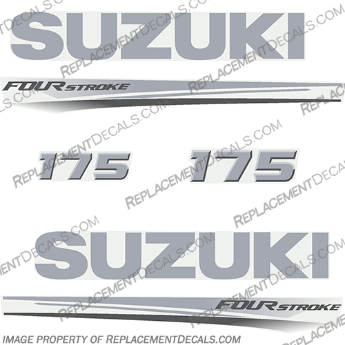Suzuki 175 Fourstroke New 2017 and Up suzuki, 175, 175hp, 2017, 2018, 2019, 2020, new, style, decal, decals, set, kit, stickers, outboard, engine, motor,
