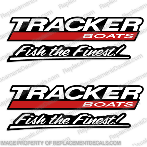 Bass Tracker Boats Fish the Finest Boat Hull Decal (set of 2)  Bass, tracker, fish, the, finest, boat, boats, logo, lettering, decal, sticker, 