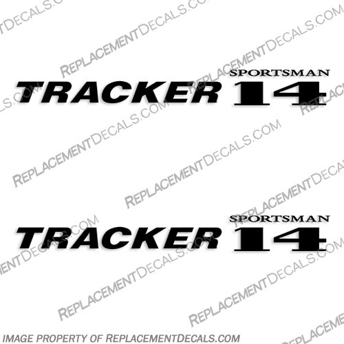 Tracker Sportsman 14 Boat Logo Decals - Any Color! Tracker, Sports, Man, Sportsman, Sports man, Sportsmen, 14, boat, logo, decals, decal, any, color, color!, any color, any color!