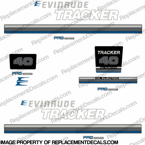 Evinrude 1981 Tracker 40hp Decal Kit - Blue INCR10Aug2021