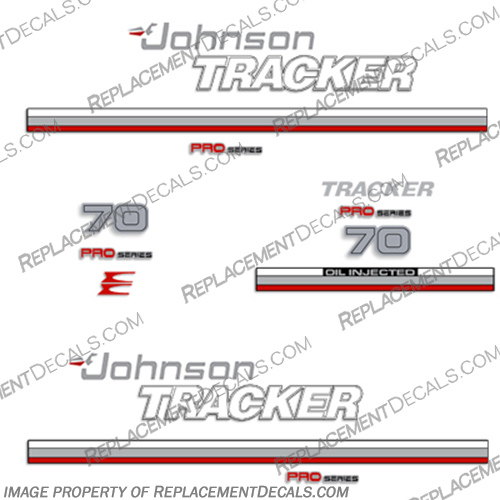 Johnson 1981 Tracker 70hp Decal Kit - Red Johnson, 1981, Tracker, 70, 70hp, Decal, Decals, Kit, Red
