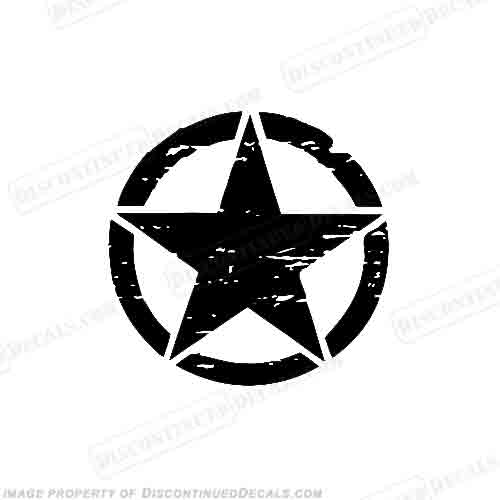 Jeep Distressed Military Star Decal - Any Color! INCR10Aug2021