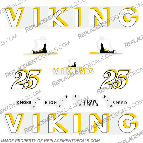Viking Eaton 25hp Decals - 1958 boat, logo, lettering, label, decal, sticker, kit, set, viking, eaton, 25, hp, 25hp, 1958, 58,