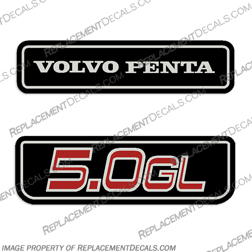 Volvo Penta 5.0GL Engine Cover Decals volvo, penta, 5.0gl, 5.0, gl, engine, cover, motor, boat, decals, set, stickers, stern, drive, outdrive, outboard, 