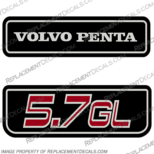 Volvo Penta 5.7GL Engine Cover Decals  volvo, penta, 5.7gl, 5.7, gl, engine, cover, motor, boat, decals, set, stickers, stern, drive, outdrive, outboard, 