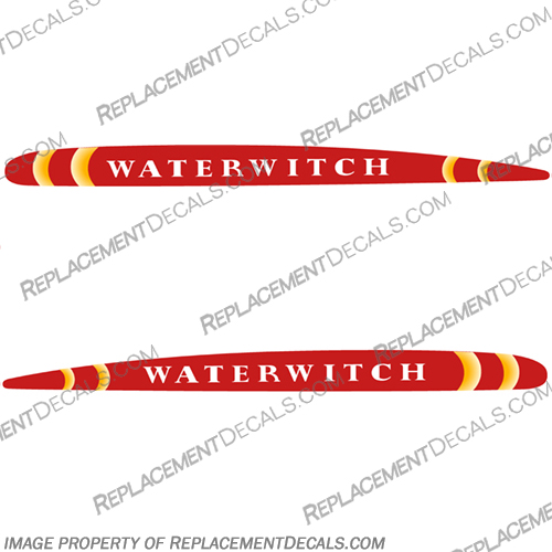 1936 1937 Waterwitch by Sears Roebuck and Co. Decal Kit waterwitch, sears, roebuck, 1936, 1937, 37, 36, 38, 1938, vintage, outbaord, motor, engine, decal, sticker, kit, set, 1937-1936