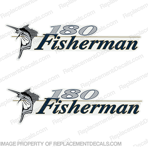Wellcraft Fisherman 180 Logo Boat Decals (Set of 2)   well, craft, fisher, man, Fisherman, 180, sailfish, marlin, boat, logo, decal, sticker, 180 fisherman, fisherman180, INCR10Aug2021