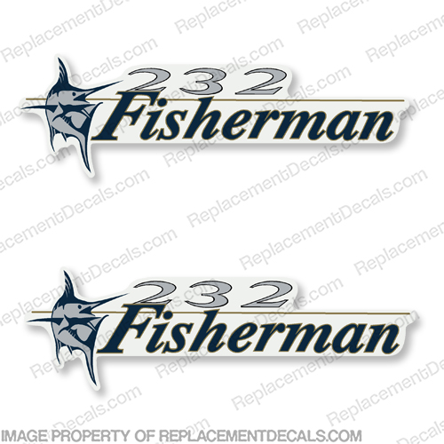 Wellcraft Fisherman 232 Logo Boat Decals (Set of 2)  well, craft, fisher, man, Fisherman232, marlin, boat, logo, decal, sticker, 232, INCR10Aug2021