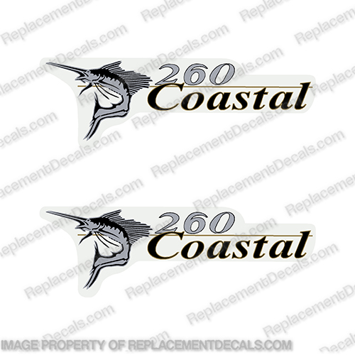 Wellcraft Coastal 260 Logo Boat Decals (Set of 2)  wellcraft, coastal, 260, boat, cabin, decal, sticker, kit, set, of, two