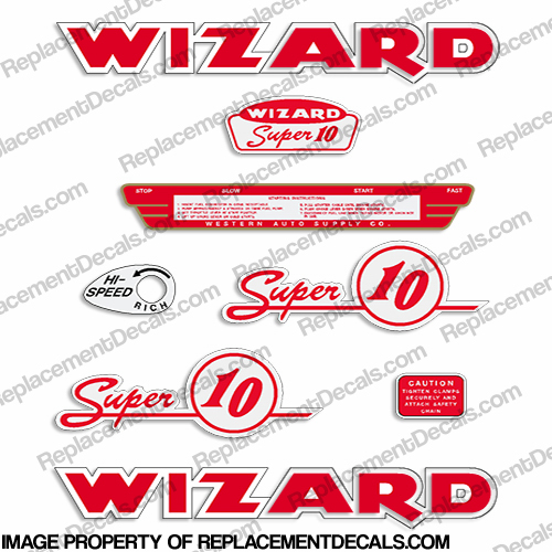 Wizard 10hp (WJ-7) Decal Kit - 1954 INCR10Aug2021