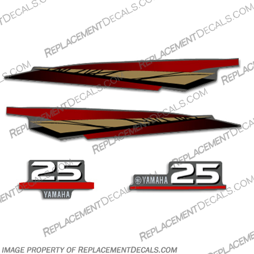 Yamaha 25hp 2-Stroke Decal Kit - Gold (Partial kit) 25, 2 stroke, 2stroke, two stroke, two-stroke, two stroke, 2-stroke, 2 - stroke, hp, horsepower, horse, power, yamaha, partial, kit, decal, decals