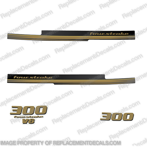 Yamaha 2010+ 300hp FourStroke Decals - Gold  yamaha, 300, 2010, 2011, 2008, 2009, 2012, 2013, 2014, 2015, 2016, 2017, V6, Gold, Web, 