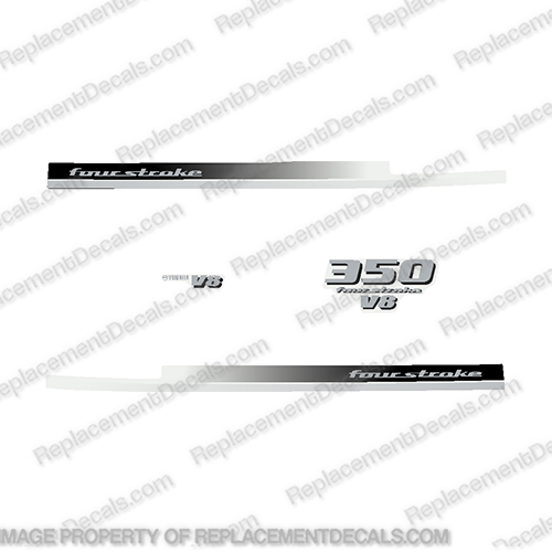 2008+ Yamaha 350 hp V8 Decals - Silver/Black for white engines 350, 350 hp, v 6, white, cowl, INCR10Aug2021