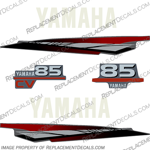 Yamaha 85hp CV Decal Kit - 1997 - 2001 (Red/Silver) (Full Kit) 85, 85hp, 85 hp, yamaha, decal, kit, engine, boat, motor, cv, CV, 97, 98, 99, 2000, 2001