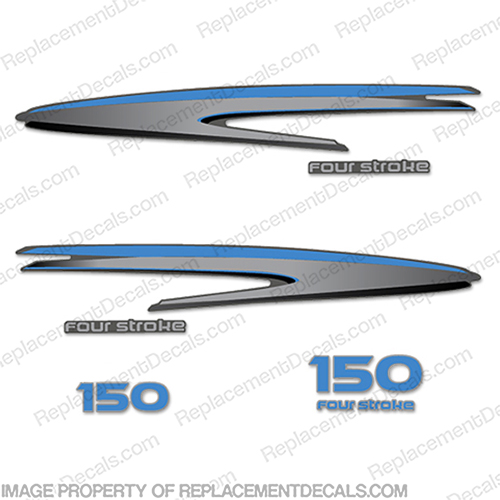 Yamaha 150hp FourStroke Decals - Custom Blue! (Partial Kit) 150, 150 hp, four stroke, four-stroke, 4stroke, 4 stroke, 4-stroke, INCR10Aug2021