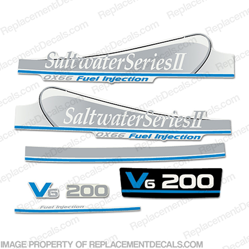 Yamaha 200hp OX66 Decals - Silver/Blue (Partial) 200, INCR10Aug2021