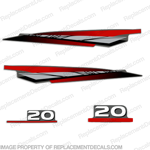 Yamaha 20hp 2-Stroke Decals 1998-2004 (Partial Kit) 20, 20 hp, 20-hp, 2stroke, 2 stroke, twostroke, two stroke, two-stroke, 98, 99, 2000, 2001, 2002, 2003, 2004, INCR10Aug2021