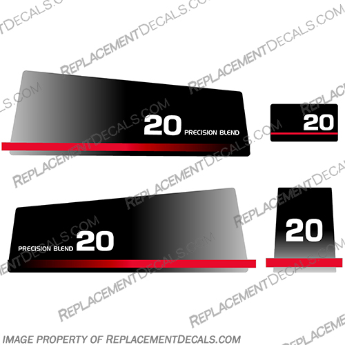 Yamaha 20hp Decals (Partial Kit) - 1993  20hp, yamaha, decal, decals, stickers, kit, 1990, 1991, 1992, 1993, motor, engine, 2, stroke, 2stroke, 2-stroke, 90, 91, 92, 93, 