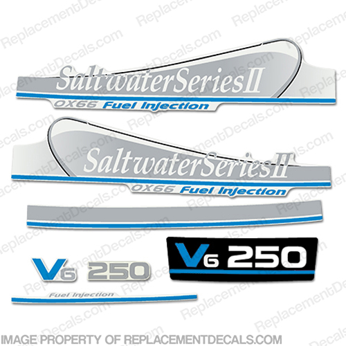 Yamaha 250hp OX66 Decals - Silver/Blue (Partial) 250, INCR10Aug2021