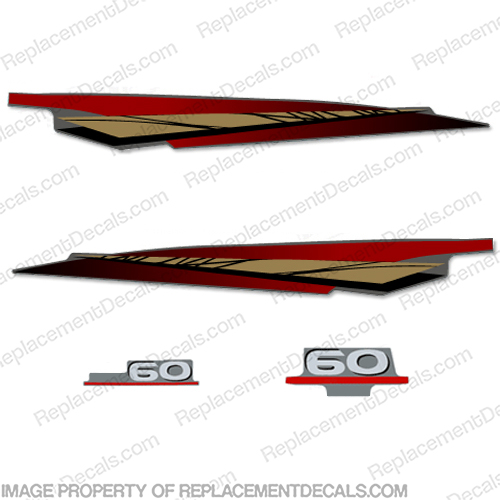 Yamaha 60hp 2-Stroke Decal Kit - 1997 - 2001 (Red/Gold) (Partial Kit) 60, two stroke, two-stroke, twostroke, 2 stroke, 2stroke, 97, 98, 99, 2000, INCR10Aug2021