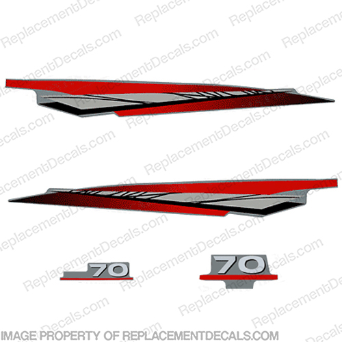 Yamaha 70hp 2-Stroke Decal Kit - 1997 - 2001 (Red/Silver) (Partial Kit) 70, two stroke, two-stroke, twostroke, 2 stroke, 2stroke, 97, 98, 99, 2000, INCR10Aug2021