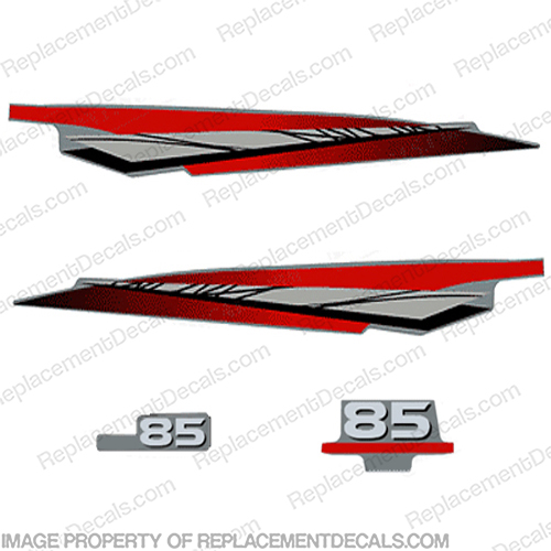 Yamaha 85hp 2-Stroke Decal Kit - 1997 - 2001 (Red/Silver) (Partial Kit) 85, two stroke, two-stroke, twostroke, 2 stroke, 2stroke, 97, 98, 99, 2000, INCR10Aug2021