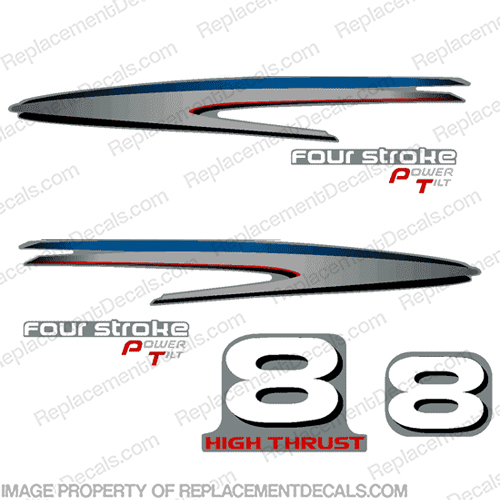 Yamaha 8hp Fourstroke Decals (Partial kit) 8 hp, 8, four stroke, four-stroke, 4stroke- 4 stroke, 4-stroke, INCR10Aug2021