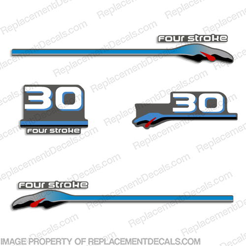 Yamaha 30hp Fourstroke Decals - 2000 Style (Partial Kit) 30, INCR10Aug2021