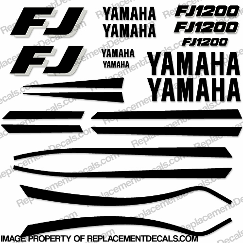 1989-1990 Yamaha FJ1200 Motorcycle Decals (Black/White) INCR10Aug2021
