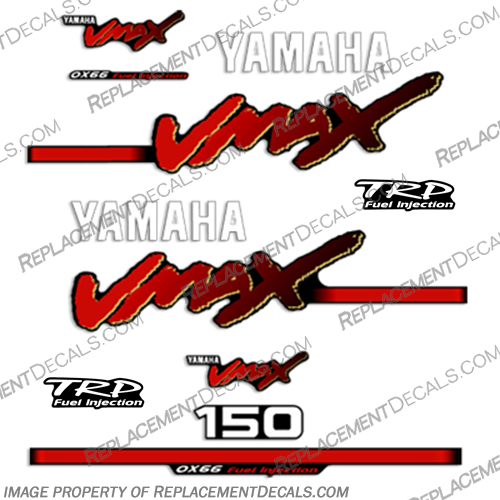 Yamaha 150hp Vmax TRP Decals 1998-2004 yamaha, vmax, trp, 150, 150 hp, 150hp, decals, stickers, kit, set, 1998, 1999, 2000, 2001, 2002, 2003, 2004, 98-04, outboard, 