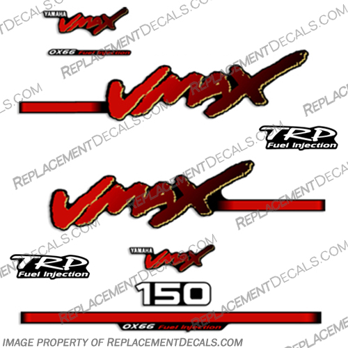 Yamaha 150hp TRP Vmax Decals 1998-2004  yamaha, vmax, trp, 150, 150 hp, 150hp, decals, stickers, kit, set, 1998, 1999, 2000, 2001, 2002, 2003, 2004, 98-04, outboard, 