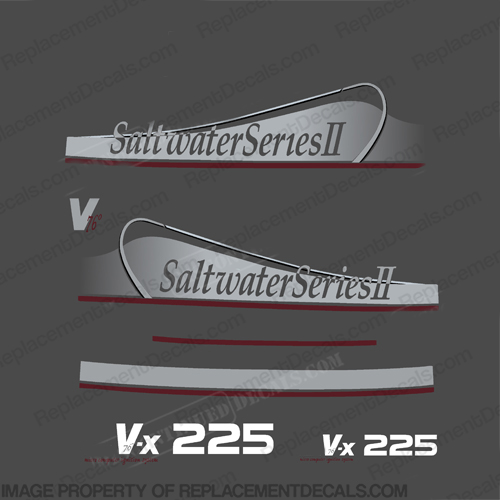 Yamaha 225hp (VX225) Saltwater Series II Decals (Partial Kit) 225, 225 hp, vx, vx 225, 2, two, v76, v 76